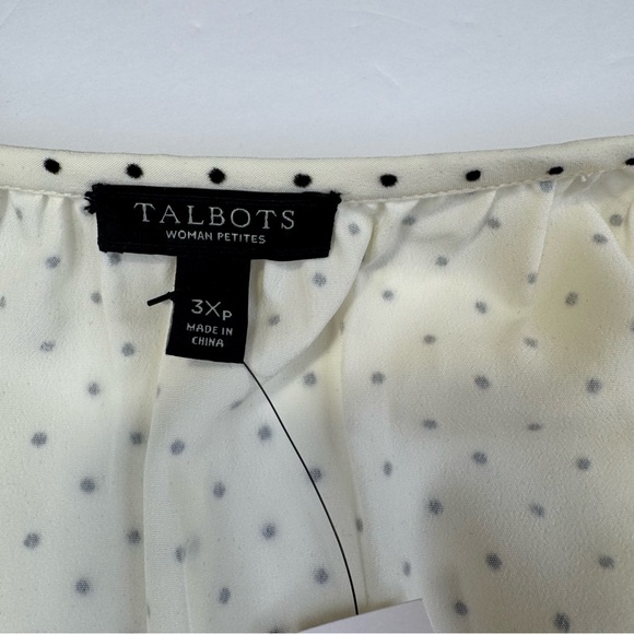 Talbots Blouse Women's Size 3 XP Cream Polyester Polka Dot Top Relax Fit Casual - Picture 2 of 13
